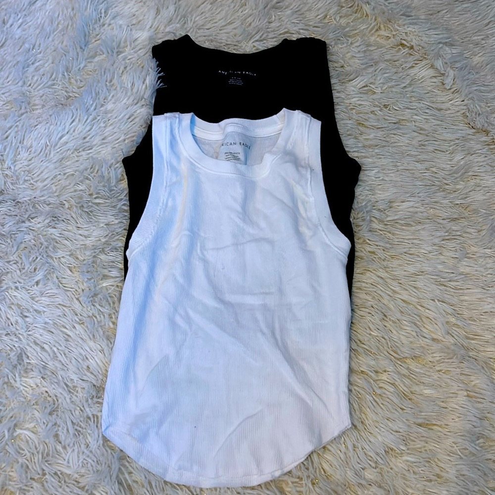 American eagle white baby tank size xs and black baby tank size small